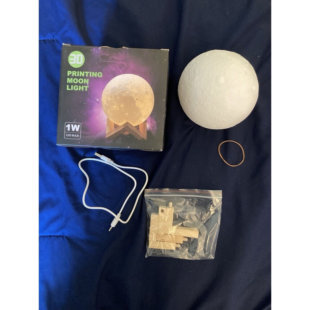 Intertek 3D Printing Moon Light - White Color | PLA material | LED bulb | 1W